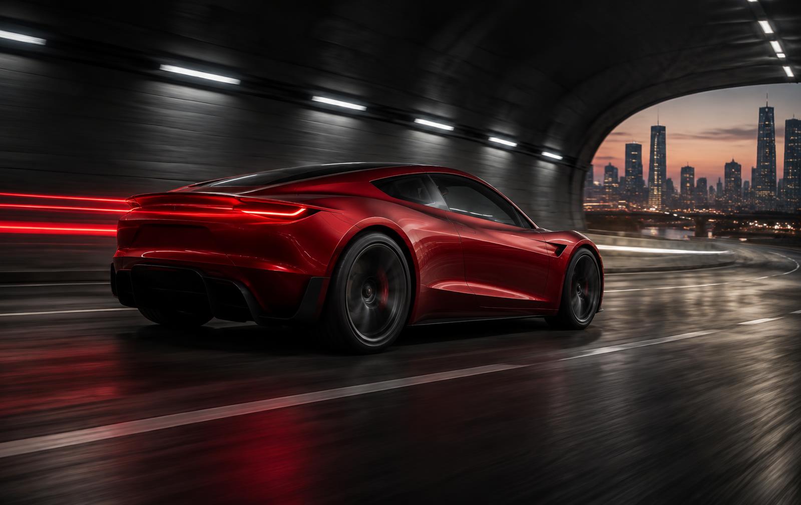Roadster electric supercar demonstrating high-speed performance